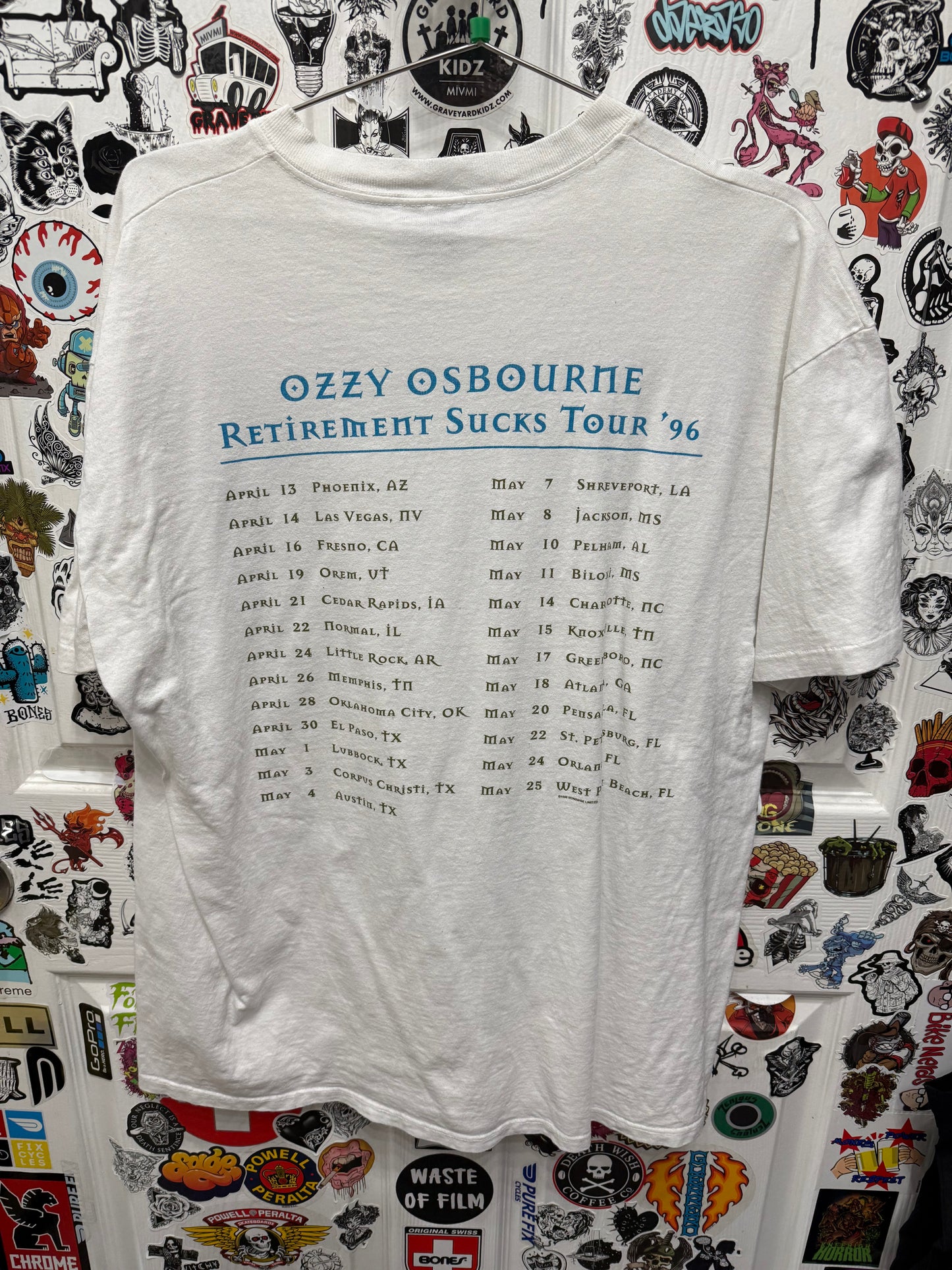 1996 Ozzy Osbourne Retirement Sucks Tour Shirt Size XL