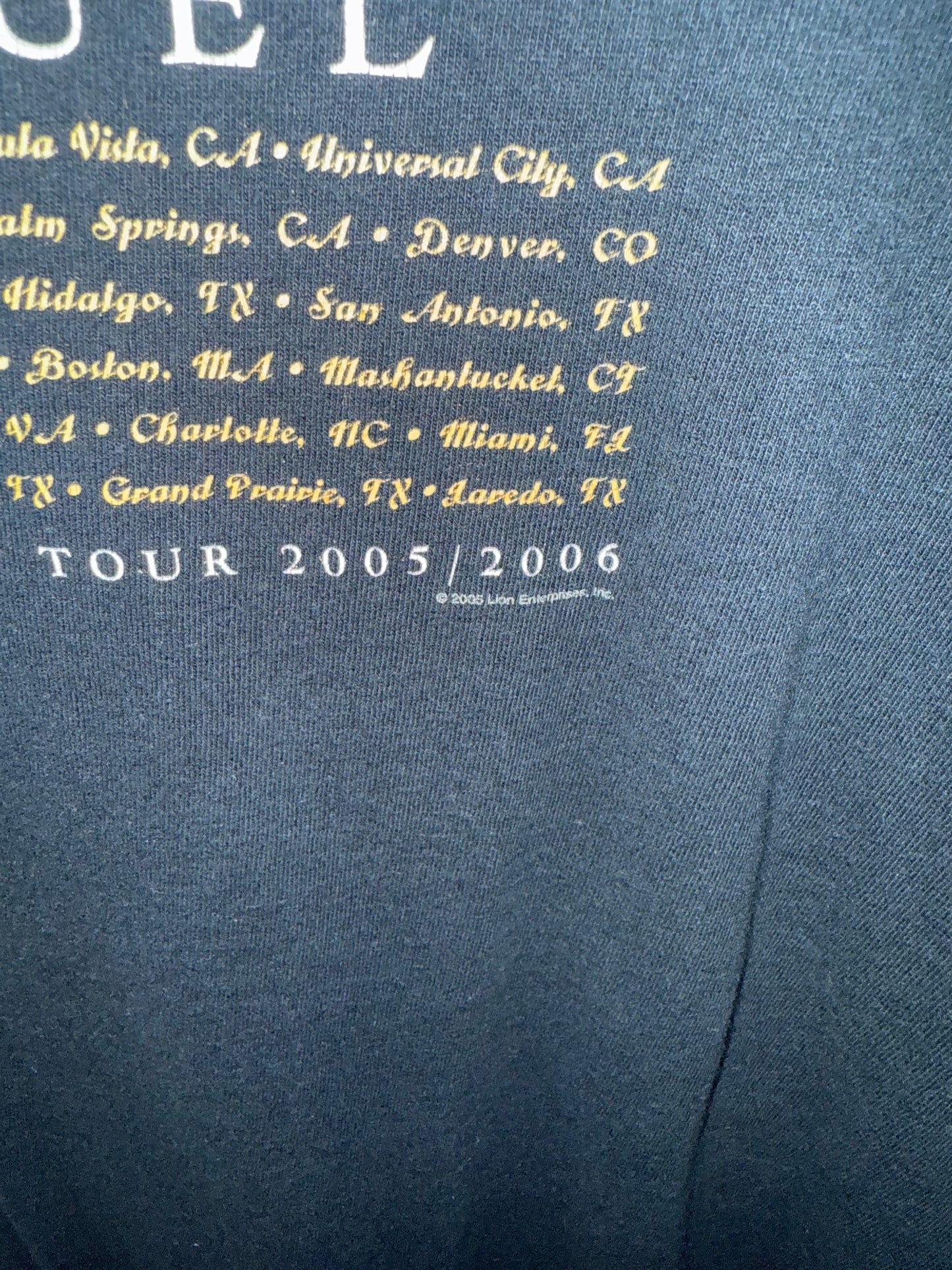 2005 Luis Miguel Mexico En La Piel Tour Shirt Size XL