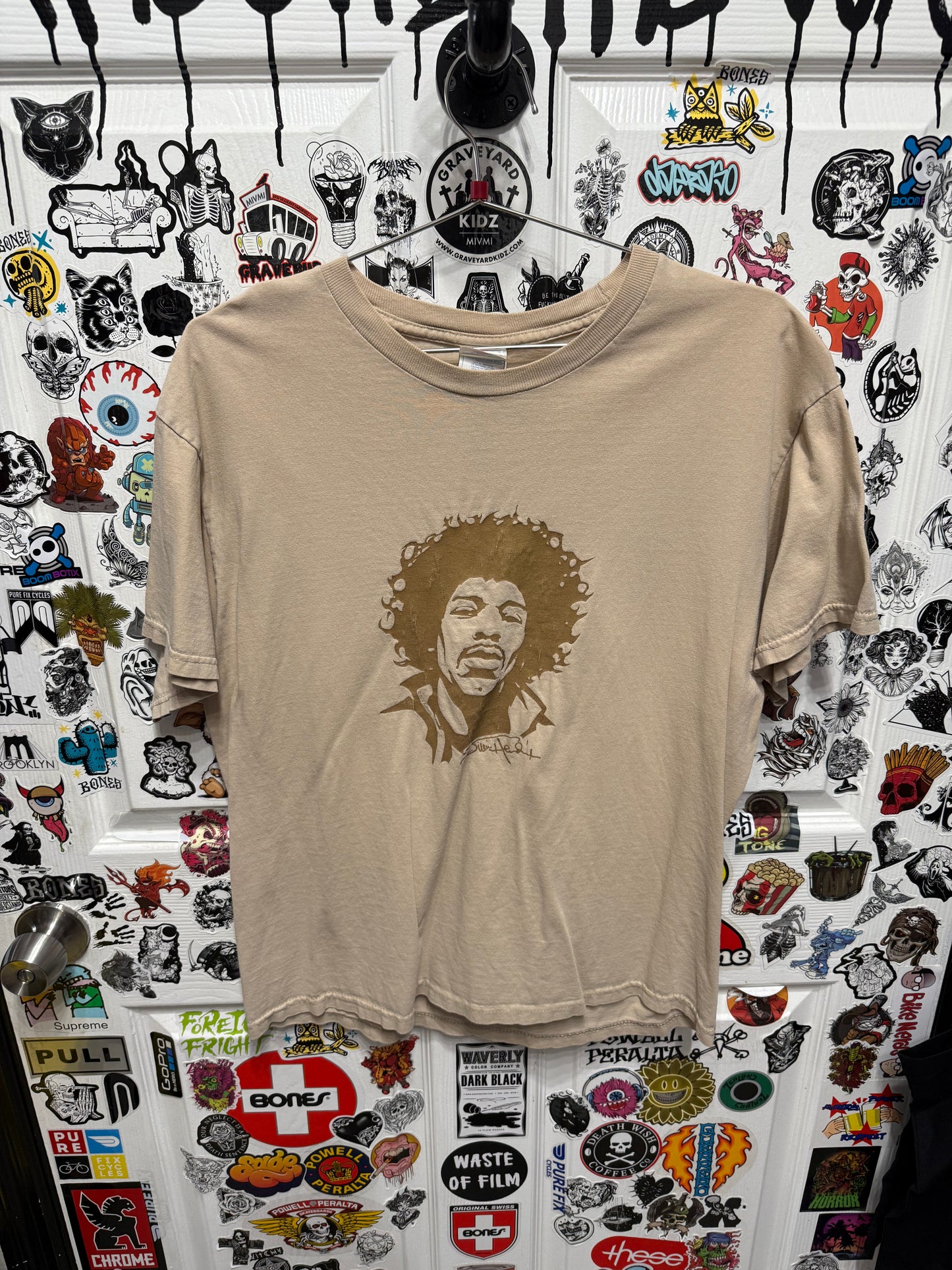 00's Jimi Hendrix T Shirt Big Face Print Size Large