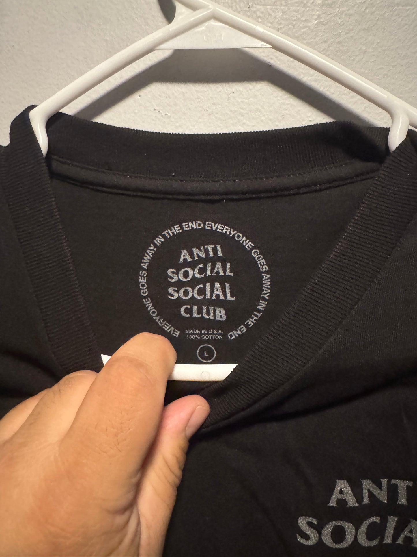 Anti Social Social Club Ghost Of You And Me Black/3M Tee Size Large