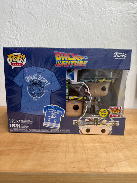 FUNKO POP! & TEE Back to the Future Doc w/Helmet - New XL Great Scott Shirt