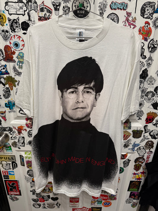1995 Elton John Tour "Made In England" White Shirt AOP Size L