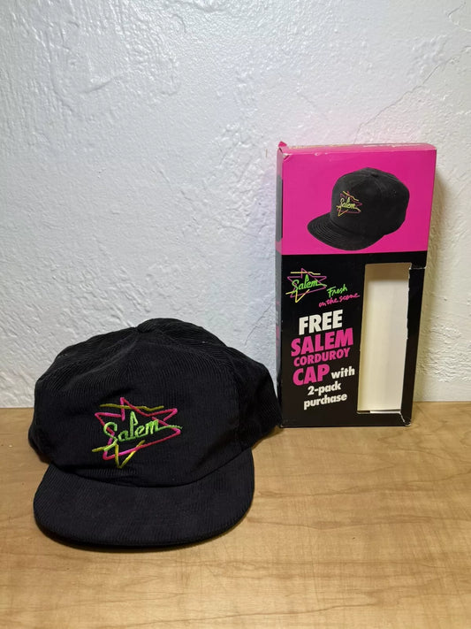 Salem Hat Trucker Cap Snapback Corduroy Logo 80s Tobacco