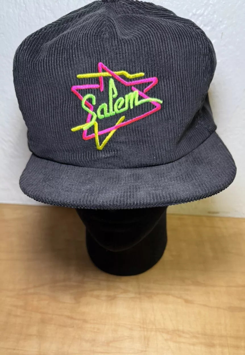 Salem Hat Trucker Cap Snapback Corduroy Logo 80s Tobacco
